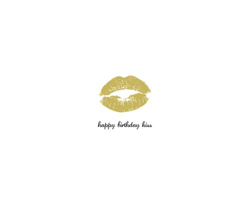 Grusskarte mit Lippenabdruck und der Aufschrift Happy Birthday Kiss