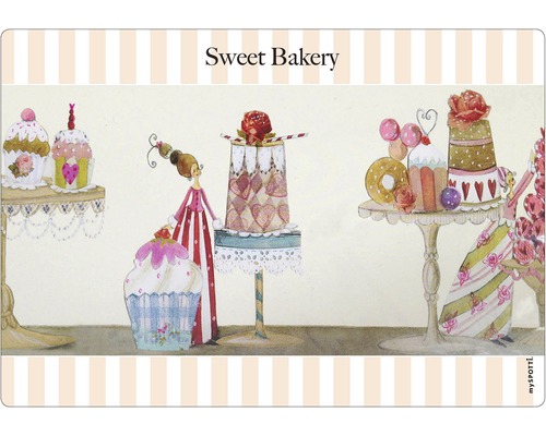 Paroi arrière de cuisine mySPOTTI pop Sweet bakery 59x41 cm Décoration Sweet Bakery avec pâtisseries et figurines