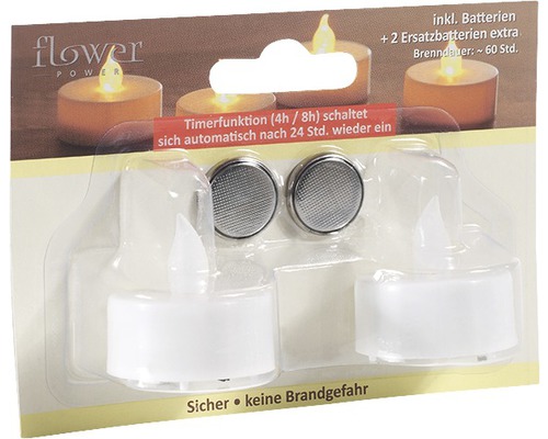 Flower Power LED-Teelichter mit Batterien und Timerfunktion im Set