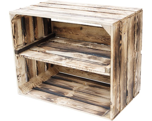 Holzkiste mit zwei Regalfächern