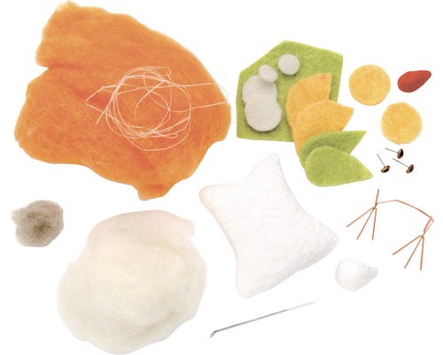 Materialien für ein Bastelprojekt mit Filz