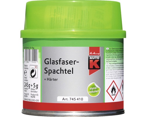 Enduit à fibres de verre Auto-K 250 g Mastic de fibre de verre avec durcisseur en pot