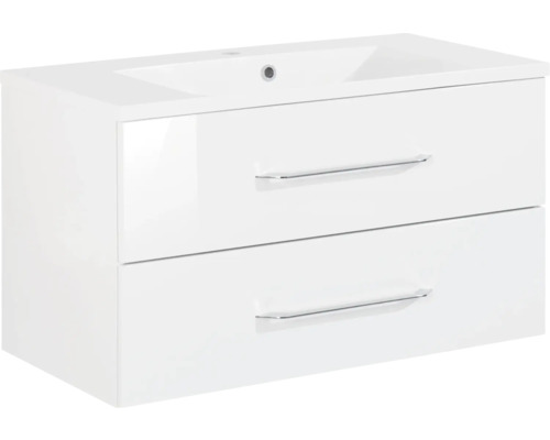 Lavabo avec meuble bas FACKELMANN B.clever lxhxp 90x51x46 cm couleur de façade blanc 82913