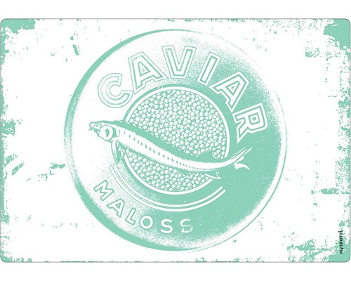 Paroi arrière de cuisine mySPOTTI Caviar aqua 59x41 cm Plaque métallique décorative avec motif Caviar Maloss