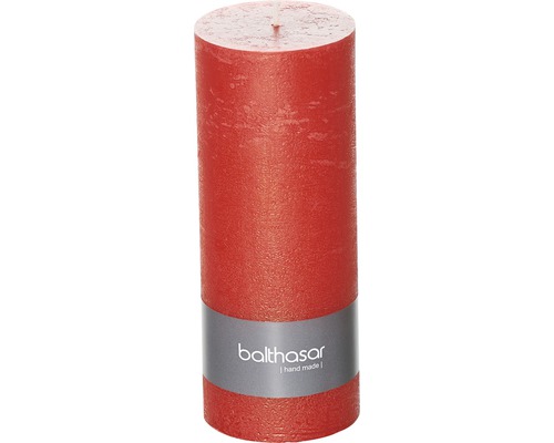Bougie cylindrique Raureif Rustico Ø 7 H 18 cm rouge