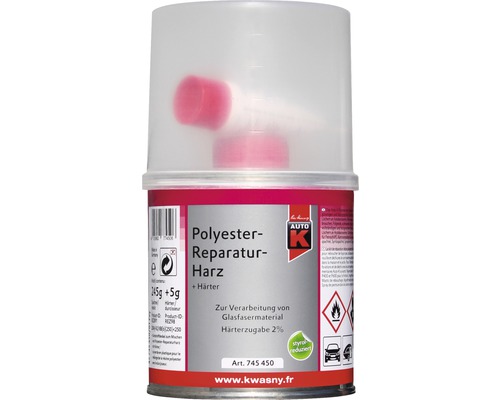Résine polyester de réparation Auto-K 250 g Résine de réparation polyester avec durcisseur pour le traitement des matériaux en fibre de verre