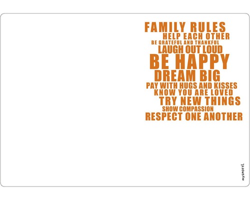 Memoboard mySPOTTI memo Family rules 59x41 cm Familienschild mit aufgedruckten Familienregeln