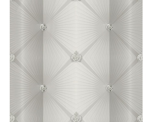 Vliestapete 54841 Glööckler Imperial Grafisch greige Tapete mit Kronen- und Diamantenmuster