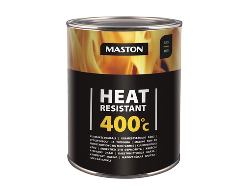 Maston Peinture résistante à la chaleur +400°C black 1 l Boîte de peinture résistante à la chaleur de Maston, noir mat, jusqu''à 400 degrés Celsius