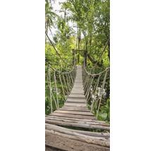 Pont suspendu en bois et en corde dans la forêt