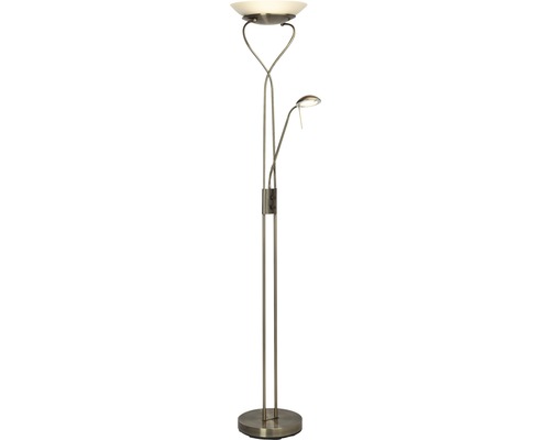 Plafonnier LED laiton/antique avec 2 ampoules 1600 lm 3000 K blanc chaud H 1800 mm Lampadaire avec liseuse