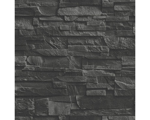 Tapete mit Steinmuster in dunkler Farbe
