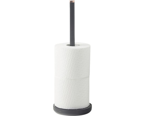 Freistehender Toilettenpapierhalter aus Metall mit Toilettenpapierrollen