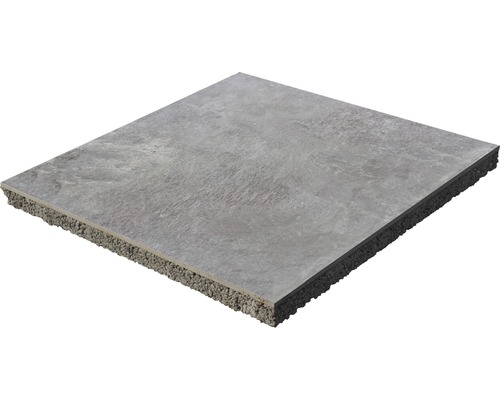 Beton Terrassenplatte 2in1 Kombiplatte iStone Duocera quarzit 60 x 60 x 4 cm Quadratische Terrassenplatte aus Stein mit Drainagemörtel