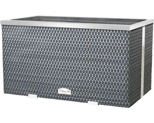 Pflanzkübel Polyrattan 70x38x40 cm anthrazit-aluminium