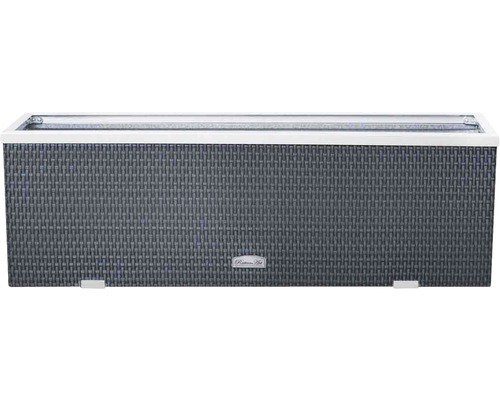Pflanzkübel Polyrattan 98x25x34 cm anthrazit-aluminium