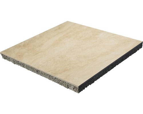 Beton Terrassenplatte 2in1 KombiplatteiStone Duocera perlmutt 60 x 60 x 4 cm Terrassenplatte mit Steinmuster und Unterkonstruktion