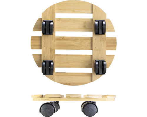 Support à plantes en bambou avec roulettes