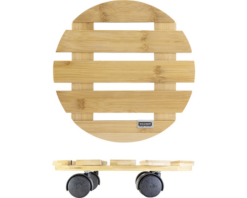 Support à plantes rond en bambou avec roulettes