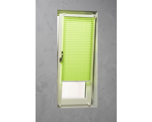 Store plissé SOLUNA avec guidage latéral sans perçage vert 40x130 cm Fenêtre avec store plissé vert monté