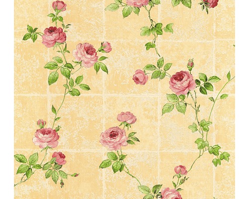 Papier peint intissé 34501-6 Chateau 5 rosier sable-vert-rose