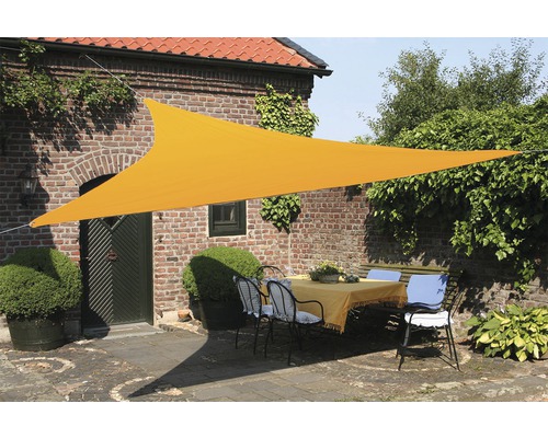 Voile d'ombrage triangulaire jaune soleil 400x400x400 cm