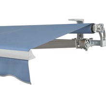 Vue détaillée d''un store avec tissu et structure métallique