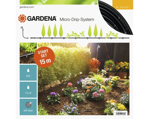 Kit de démarrage GARDENA Micro Drip pour arrosage de rangées de plantes taille S (pour une rangée de plantes de 15 m)