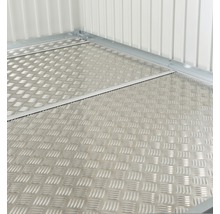 Bodenplatte aus Aluminium für ein Gerätehaus.