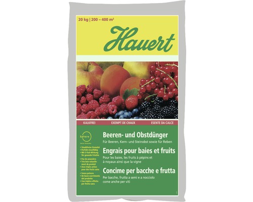 Engrais fruits rouges et fruits Hauert, 20 kg, pour 200 à 400 mètres carrés