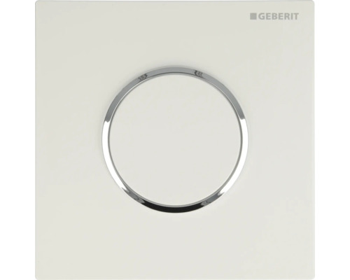 Commande d&apos;urinoir GEBERIT Sigma 10 pneumatique plaque blanc brillant / anneau décoratif chrome 116.015.KJ.1