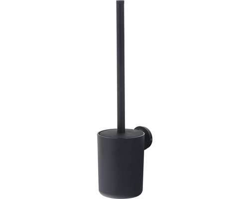 Garniture de toilette murale noire avec brosse