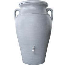 Amphore grise comme récupérateur d''eau de pluie avec couvercle et robinet