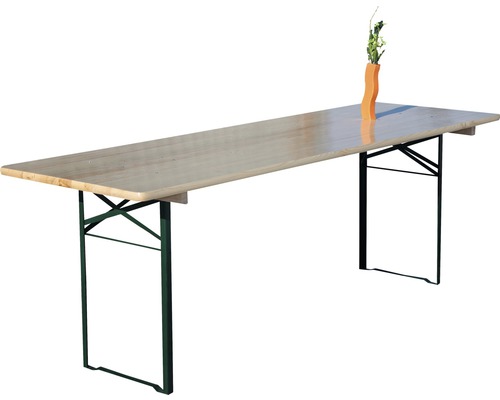 Table de brasserie avec structure en acier et objet de décoration