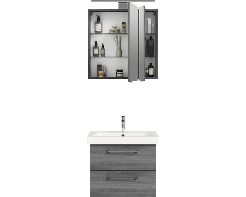 Meuble sous-lavabo avec lavabo et armoire de toilette dans la salle de bain