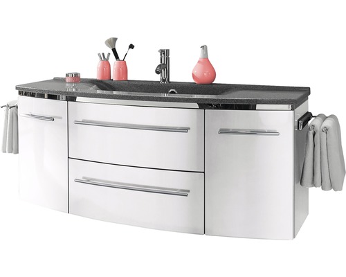 Meuble sous-lavabo avec deux tiroirs, lavabo et robinetterie