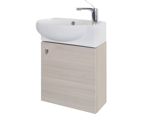 Waschtisch mit Unterschrank und einem Hahn