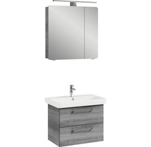 Badezimmer-Set mit Spiegelschrank, Waschbecken und Unterschrank mit zwei Schubladen