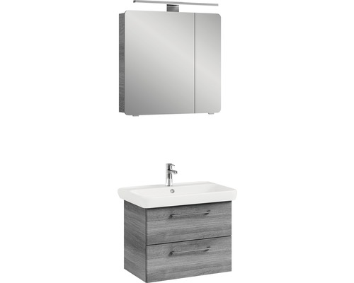 Ensemble de salle de bains avec armoire de toilette, lavabo et meuble sous-vasque à deux tiroirs