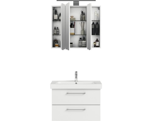 Badezimmer-Set mit Spiegelschrank, Waschbecken und Unterschrank