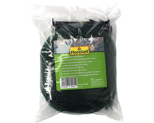 Filet de protection anti-feuilles FloraSelf 4x3 m, maillage 20 mm Filet de protection pour feuillage FloraSelf 20x20 millimètres dans son emballage