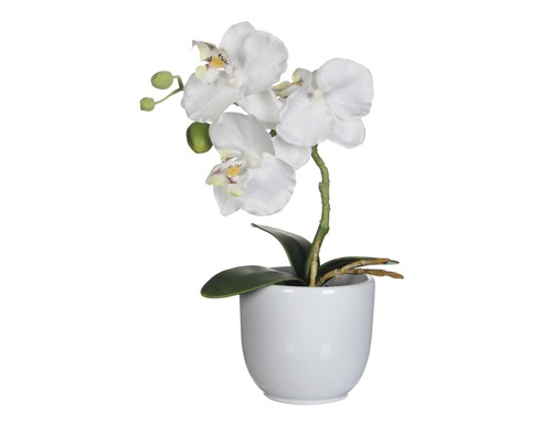 Kunstblume Orchidee H 26 cm weiss