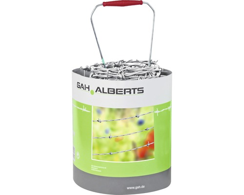 Fil de fer barbelé ALBERTS Ø 1,6 mm 50 m galvanisé Fil barbelé dans un seau de GAH Alberts