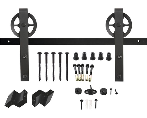 Schiebetürbeschlag-Set mit Schiene, Rollen und Montagezubehör