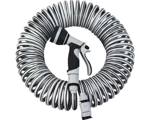 Ensemble de tuyau flexible spiralé for_q, 15 m Tuyau d''arrosage avec pistolet d''arrosage