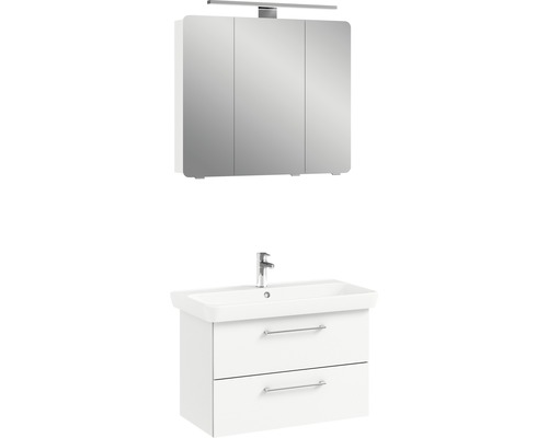 Meuble sous-vasque avec lavabo et armoire de toilette avec éclairage pour la salle de bains