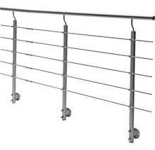 Garde-corps en acier inoxydable avec barres horizontales et poteaux