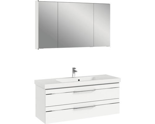 Ensemble de meubles de salle de bains pelipal Sunline 108 blanc haute brillance Meuble sous-lavabo avec lavabo et armoire de toilette pour la salle de bain