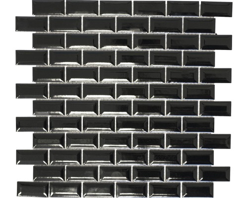 Mosaïque céramique Brick Bond Diamond uni noir 30x30 cm Mosaïque de forme rectangulaire pour revêtement mural