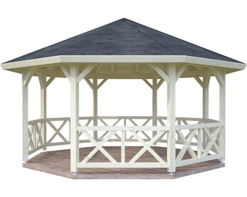 Pavillon octogonal en bois avec bardeaux de toiture